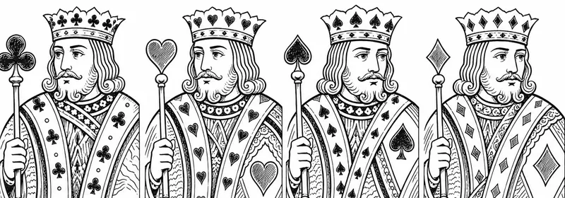 Drawing of four Kings from a deck of playing cards